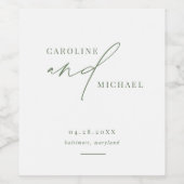 シンプルモダンスクリプト名Sage結婚の ワインラベル (シングルラベル)