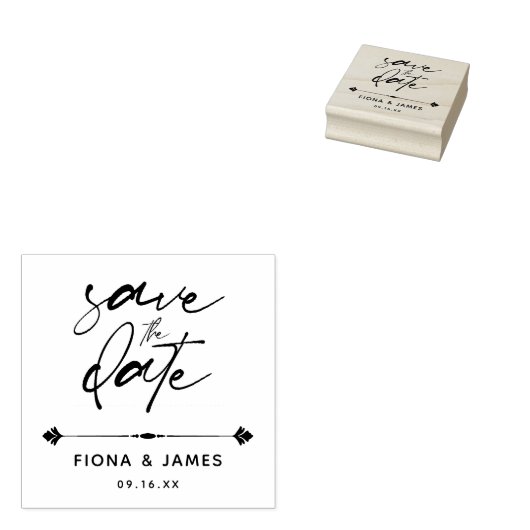 シンプルモダンスクリプト日付の保存 ラバースタンプ (押印)