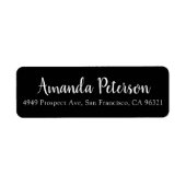 シンプルモダンスクリプト白黒差出人住所 ラベル (正面)