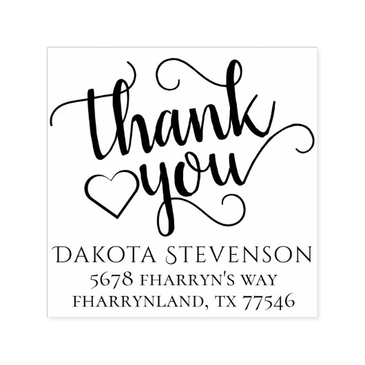 シンプルモダンスクリプト | お礼クラシックの住所 セルフインキングスタンプ (デザイン)