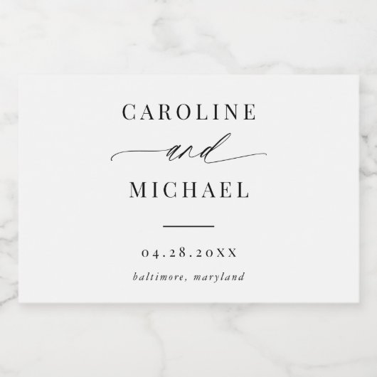 シンプルモダンスクリプ結婚ト名 スパークリングワインラベル (シングルラベル)