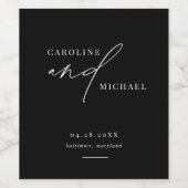 シンプルモダンスクリプ結婚ト名 ワインラベル (シングルラベル)