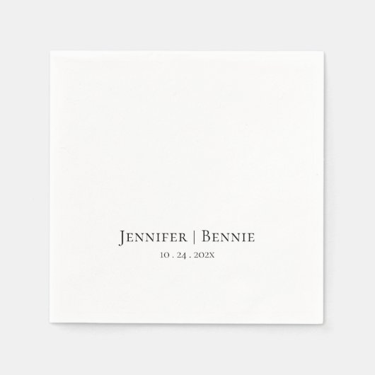 シンプルモダンスタイリッシュシック・ミニマ結婚リスト スタンダードカクテルナプキン (正面)