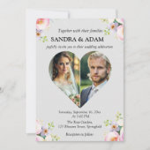 シンプルモダンスタイリッシュハート写真シック結婚ズ 招待状 (正面)