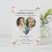 シンプルモダンスタイリッシュハート写真シック結婚ズ 招待状 (スタンド正面)