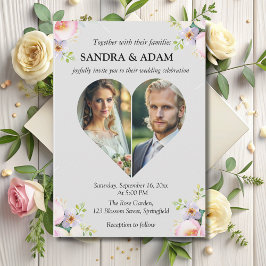 シンプルモダンスタイリッシュハート写真シック結婚ズ 招待状