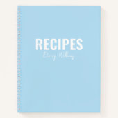 シンプルモダンスタイリッシュブルーミニマルレシピ本 ノートブック (正面)