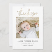 シンプルモダンスタイリッシュ男の子または女の子ありがとう誕生 案内状 (正面)