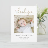シンプルモダンスタイリッシュ男の子または女の子ありがとう誕生 案内状 (スタンド正面)