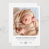 シンプルモダンスタイリッシュ縁どカスタム誕生 案内状 (正面/裏面)