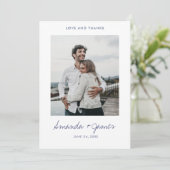 シンプルモダンスタイリッシュBlue Script Photo結婚's サンキューカード (スタンド正面)