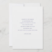 シンプルモダンスタイリッシュBlue Script Photo結婚's サンキューカード (裏面)