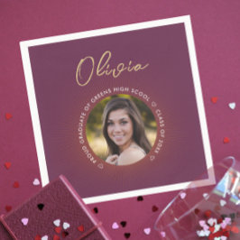 シンプルモダンスタイリッシュBurgundy卒業写真 スタンダードカクテルナプキン