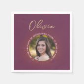 シンプルモダンスタイリッシュBurgundy卒業写真 スタンダードカクテルナプキン (正面)