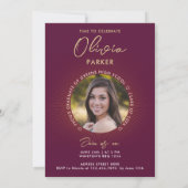 シンプルモダンスタイリッシュBurgundy卒業写真 案内状 (裏面)