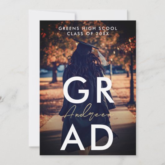 シンプルモダンスタイリッシュBurgundy卒業写真 案内状 (正面)