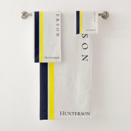 シンプルモダンスタイルイエローブラック&ホワイト海岸沿い バスタオルセット