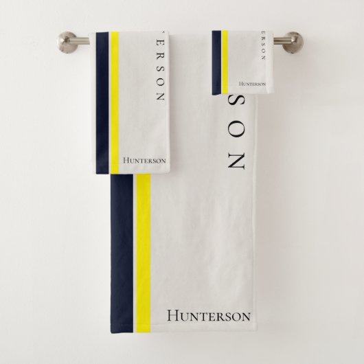 シンプルモダンスタイルイエローブラック&ホワイト海岸沿い バスタオルセット (インサイチュ)