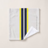 シンプルモダンスタイルイエローブラック&ホワイト海岸沿い バスタオルセット (ウォッシュタオル)