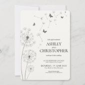 シンプルモダンスモークブラックダンデリオ結婚ズ 招待状 (正面)