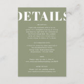 シンプルモダンセージグリはっきりしたン結婚ズ詳細 エンクロージャーカード (正面)