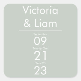 シンプルモダンセージグリーン結婚式招待状 スクエアシール