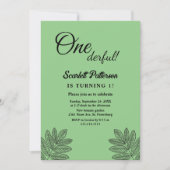 シンプルモダンセージボホーブリージーズ秋1st誕生日 招待状 (正面)