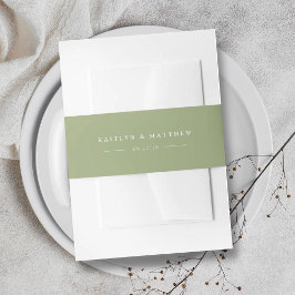 シンプルモダンセージ結婚グリーン 招待状ベリーバンド