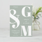シンプルモダンセージ結婚グリーン 招待状 (スタンド正面)
