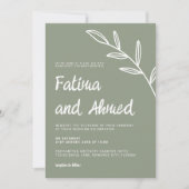 シンプルモダンセージ緑ミニマル結婚リスト 招待状 (正面)