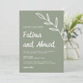 シンプルモダンセージ緑ミニマル結婚リスト 招待状 (スタンド正面)
