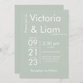 シンプルモダンセージ緑結婚式招待状 シーズンカード (正面/裏面)