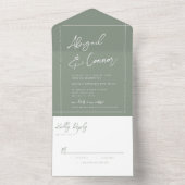 シンプルモダンセージ緑 オールインワン招待状 (内側)