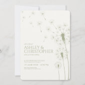 シンプルモダンセージ緑Dandelion結婚の 招待状 (正面)