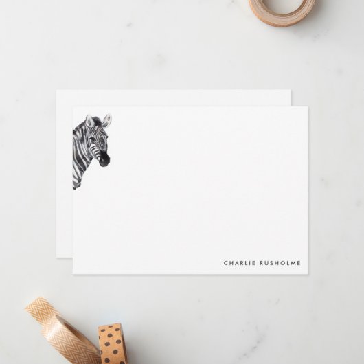 シンプルモダンゼブラパーソナライズされた文具 ノートカード (正面/裏面インサイチュ)