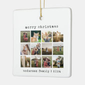 シンプルモダンタイプライター家族フォトコラージュ セラミックオーナメント (左)