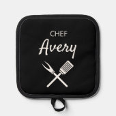 シンプルモダンタイポグラフィパーソナライズされた 鍋敷き (正面)