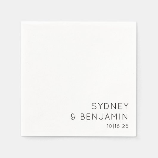 シンプルモダンタイポグラフィミニマルカスタムウェディング スタンダードカクテルナプキン (正面)