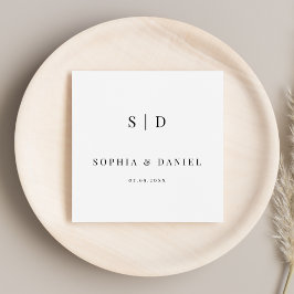 シンプルモダンタイポグラフィモノグラ結婚ム スタンダードカクテルナプキン