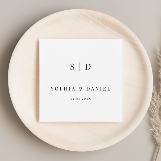 シンプルモダンタイポグラフィモノグラ結婚ム スタンダードカクテルナプキン