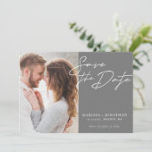 シンプルモダンタイポグラフィ写真の保存日付 セーブザデート (スタンド正面)