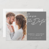 シンプルモダンタイポグラフィ写真の保存日付 セーブザデート (正面/裏面)