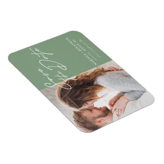 シンプルモダンタイポグラフィ写真の保存日付 マグネット (右側)