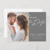 シンプルモダンタイポグラフィ写真の保存日付 案内ポストカード (正面/裏面)