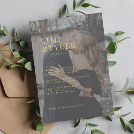 シンプルモダンタイポグラフィ写真オーバーレイ結婚ズ 招待状