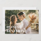 シンプルモダンタイポグラフィ写真フローラ結婚ズ 招待状 (正面)