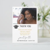 シンプルモダンタイポグラフィ写真卒業 サンキューカード (スタンド正面)