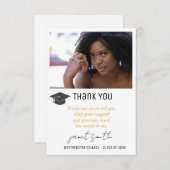 シンプルモダンタイポグラフィ写真卒業 サンキューカード (正面/裏面)
