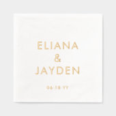 シンプルモダンタイポグラフィ名結婚 箔ナプキン (正面)