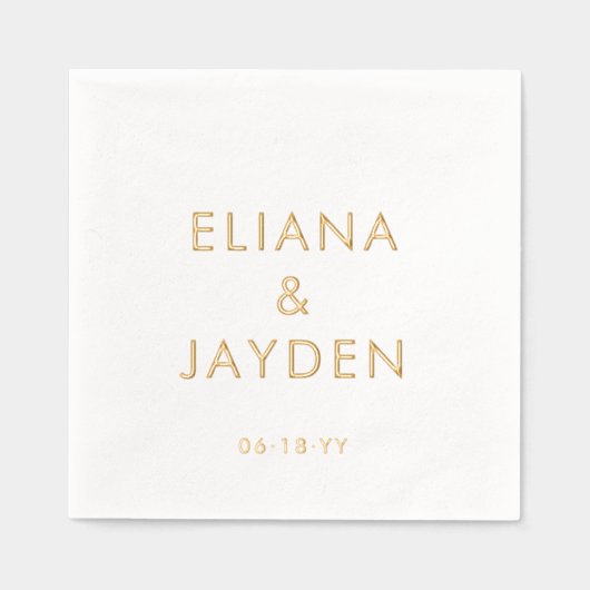 シンプルモダンタイポグラフィ名結婚 箔ナプキン (正面)